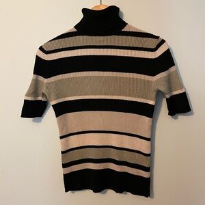 Geoffrey Beene Sport Turtleneck Striped Shirt Silk Blend Small